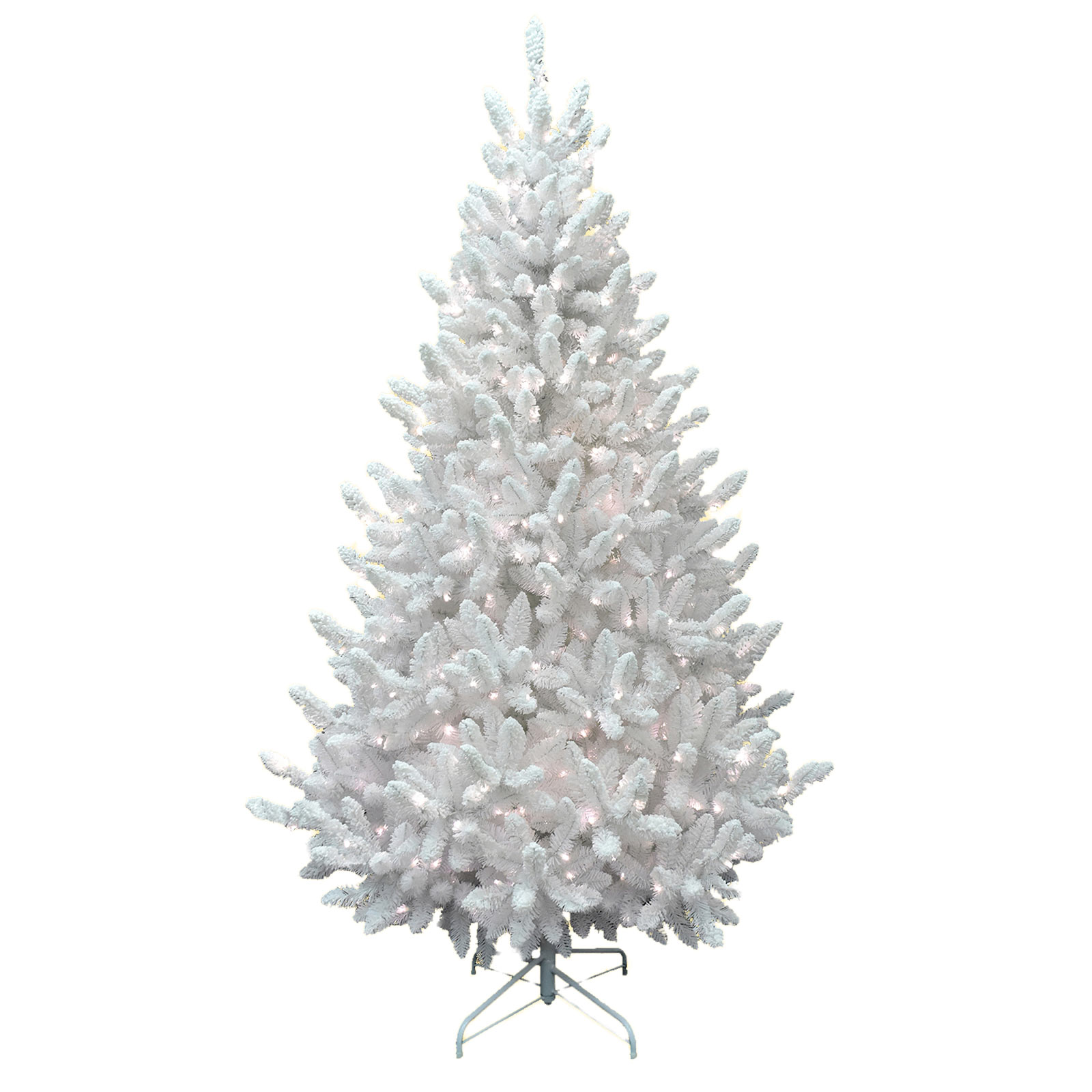 7.5' Prelit Flocked and Glitter White Tree Cracker Barrel