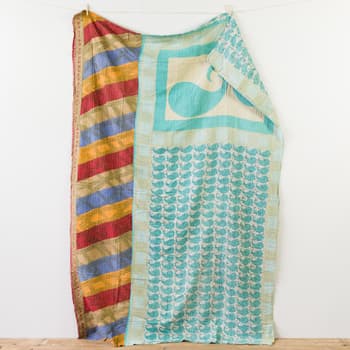 Kantha Quilt - Teal Paisley