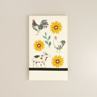Rooster And Friends Embroidered Notepad
