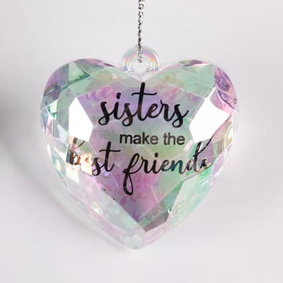 Sisters Iridescent Acrylic Heart Ornament