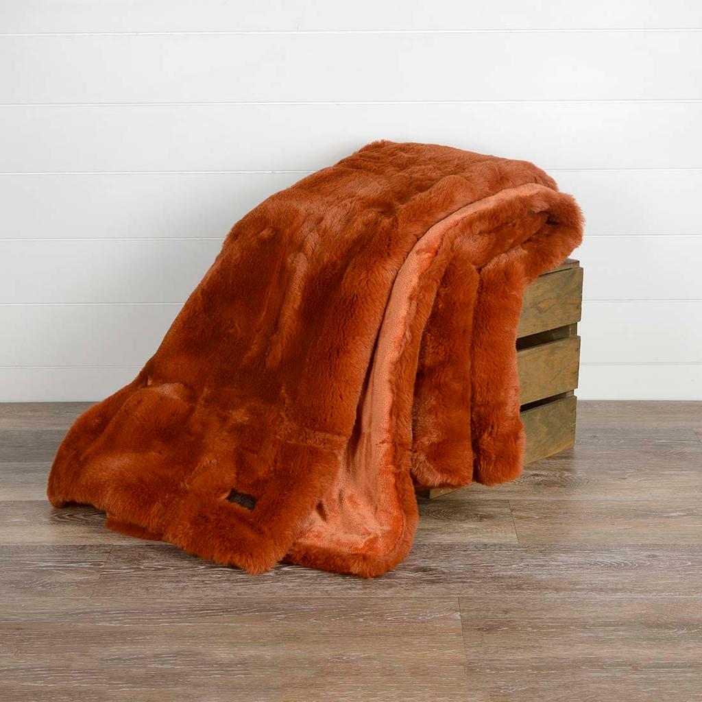 Orange discount fur throw