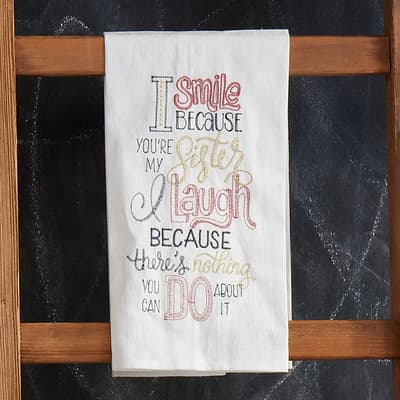 Sisters Embroidered Flour Sack Towel