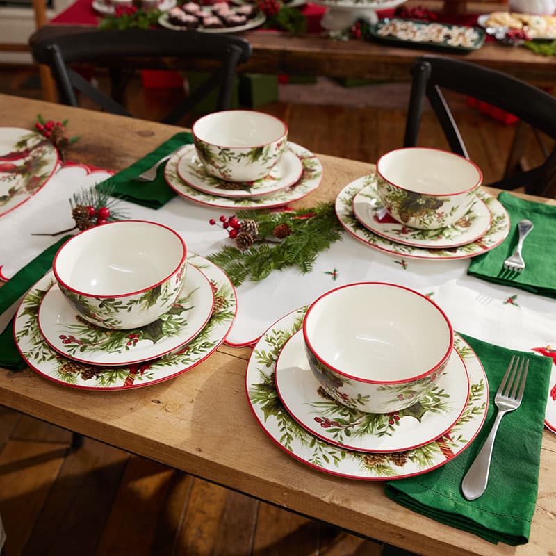 12 Piece Stoneware Dinnerware Set Cracker Barrel