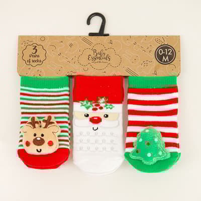 3 Pack Holiday Rattle Sock Set