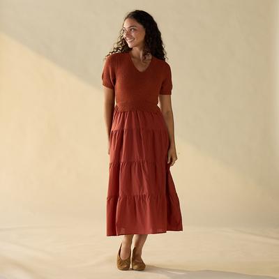 Rust Sweater and Skirt Midi Dress