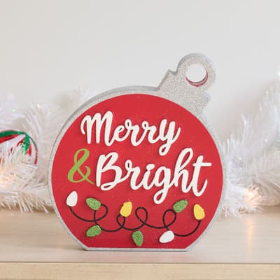 Merry And Bright Ornament Sign