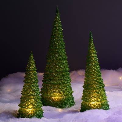 Set of 3 LED Green Trees