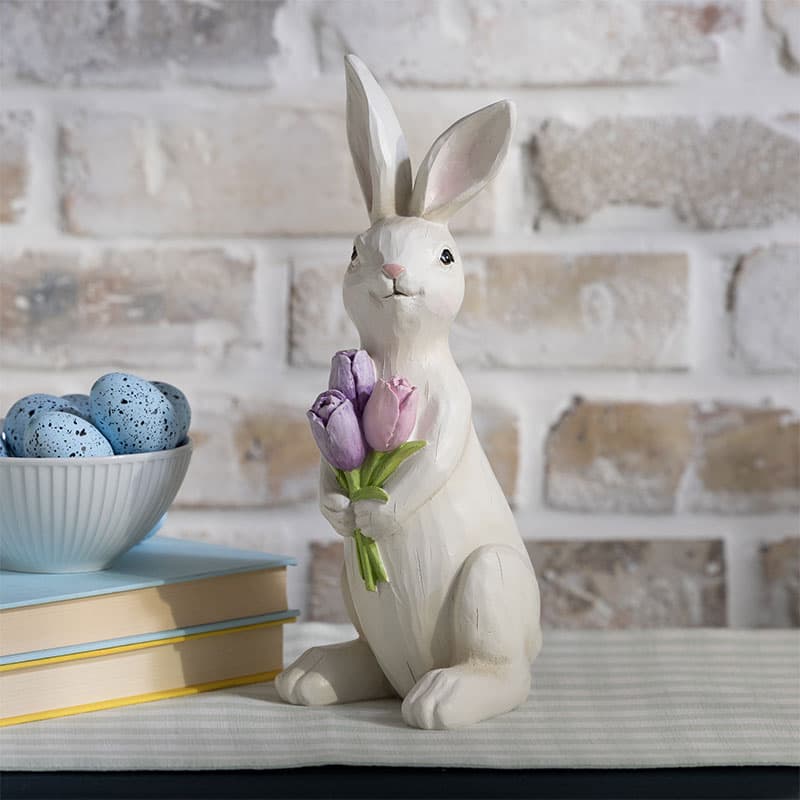 Bunny with Tulip Figurine - Cracker Barrel