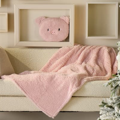 Pig Plush Pillow and Throw Set