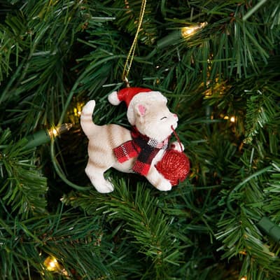 Cat with Yarn Ornament
