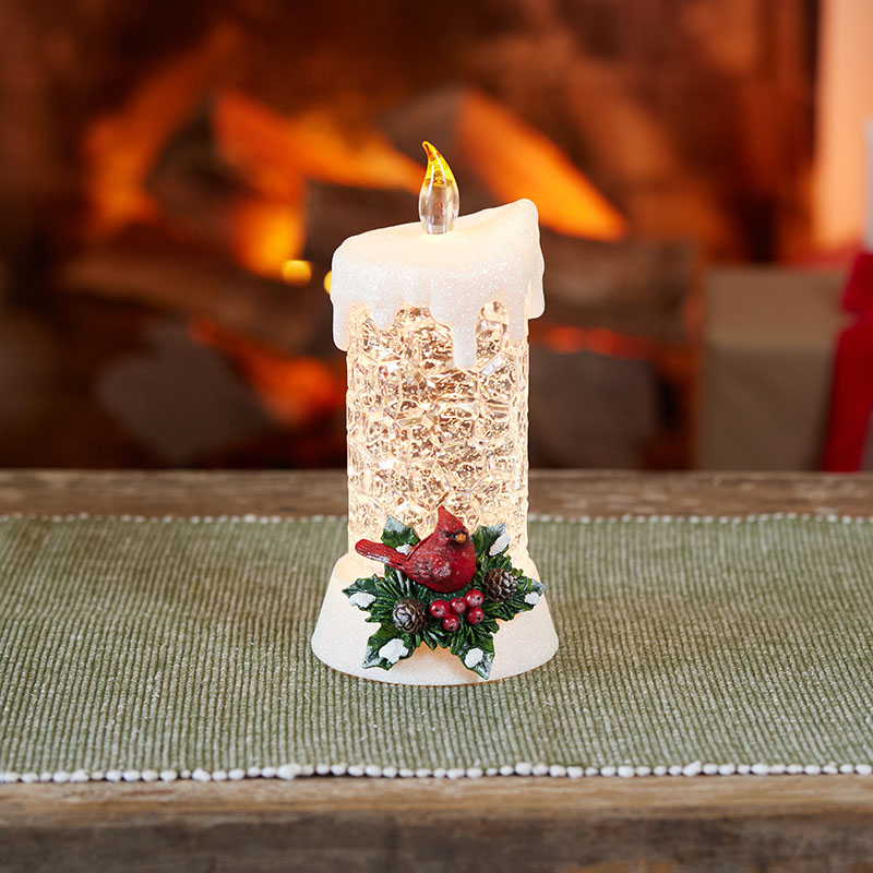 Lighted Candle Small Glitter Globe - Cracker Barrel