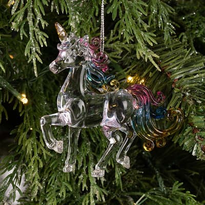 Unicorn with Multi Color Mane Ornament