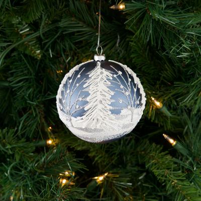 Snowy Winter Scene Ball Ornament
