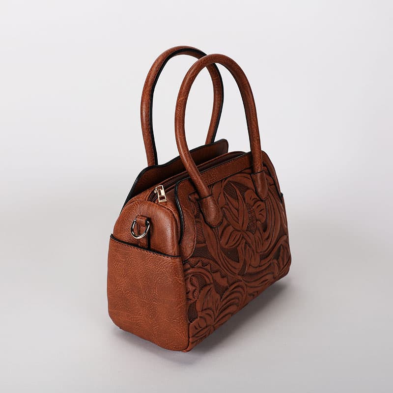 Brown Tooled Satchel Cracker Barrel