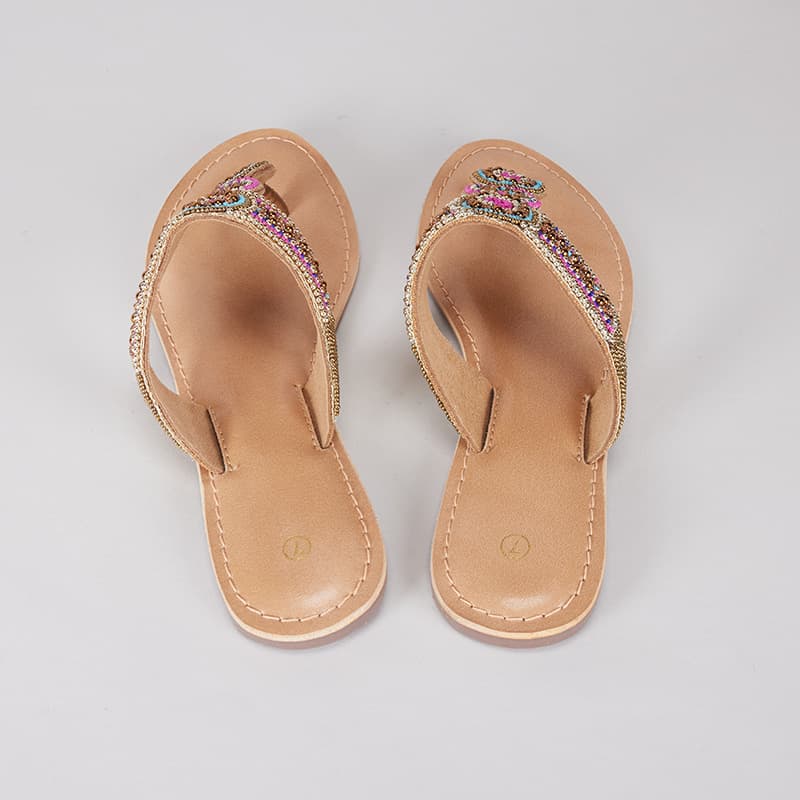 Pink and Turquoise Beaded Sandals - Cracker Barrel