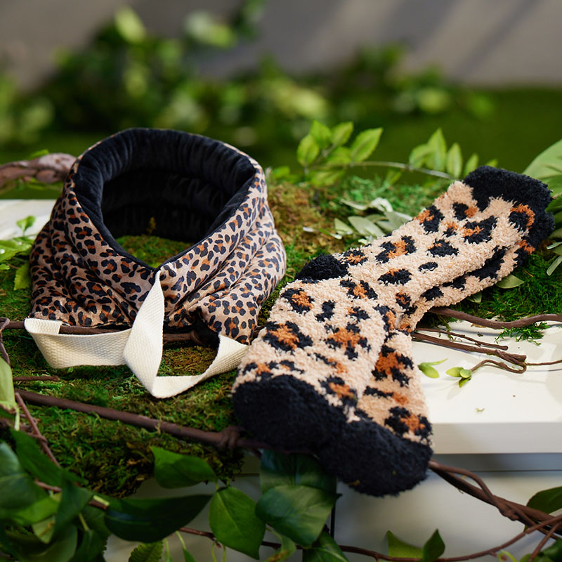 Leopard Print Lavender Infused Sock and Neck Wrap Set - Cracker Barrel