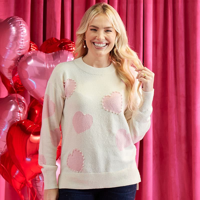 ANDMARY　Mary heart kint tops　color　ivory ANDMARY】Mary heart knit tops