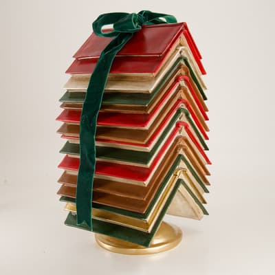 Stacked Book Christmas Tree with Ribbon