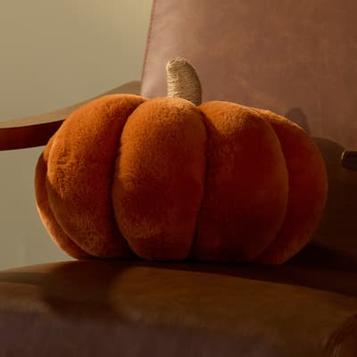 Faux Fur Pumpkin Pillow Orange