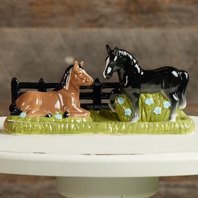 Horses Salt and Pepper Set with Holder