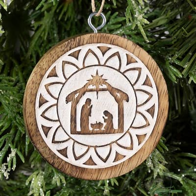 Wooden Carved Nativity Ornament