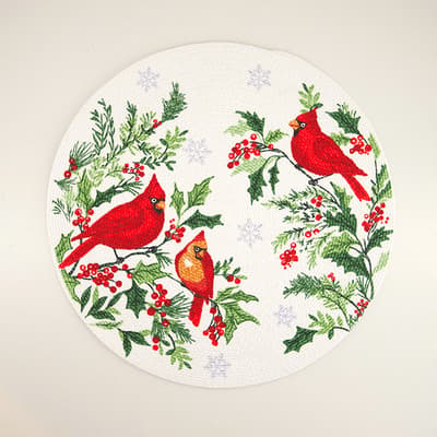Cardinal Wreath Braided Placemat
