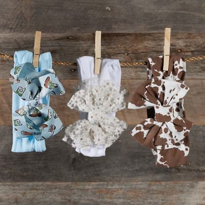 3 Pack Cow Print and Eyelet Headbands
