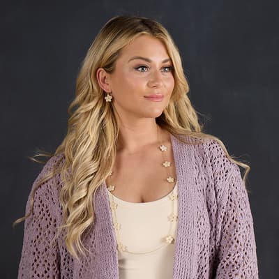 Gold Enamel Flower Earring and Necklace Set