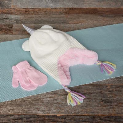 Toddler Unicorn Trapper Hat and Glove Set