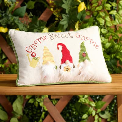 Gnome Sweet Gnome Embroidered Pillow