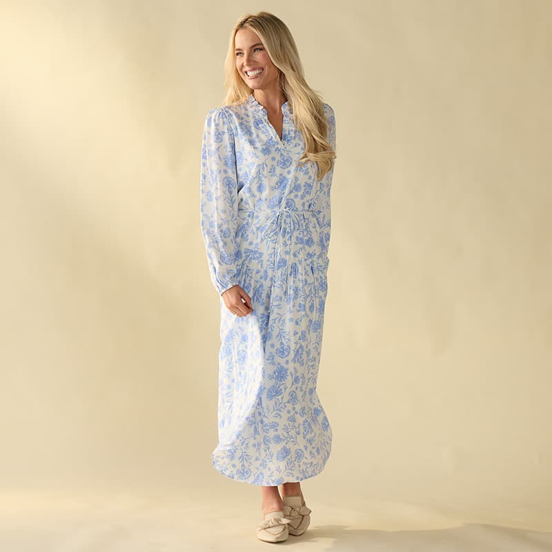 China Print Blue Dress - Cracker Barrel