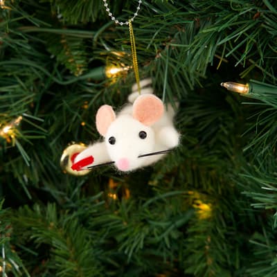 Felt Mouse with Bell Ornament