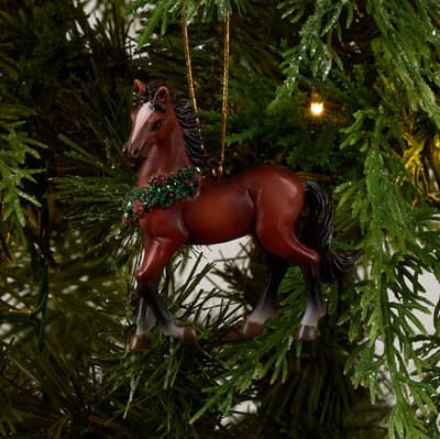 Resin Christmas Horse Ornament