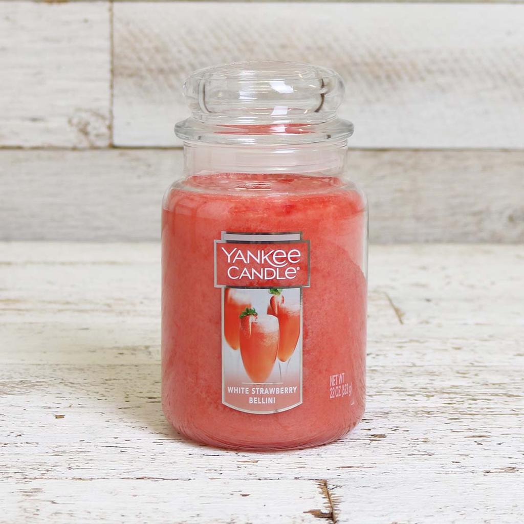 Yankee White Strawberry Bellini Large Jar Candle Cracker Barrel