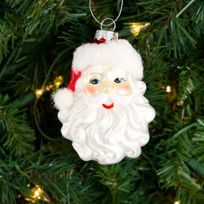 Glass Santa Ornament