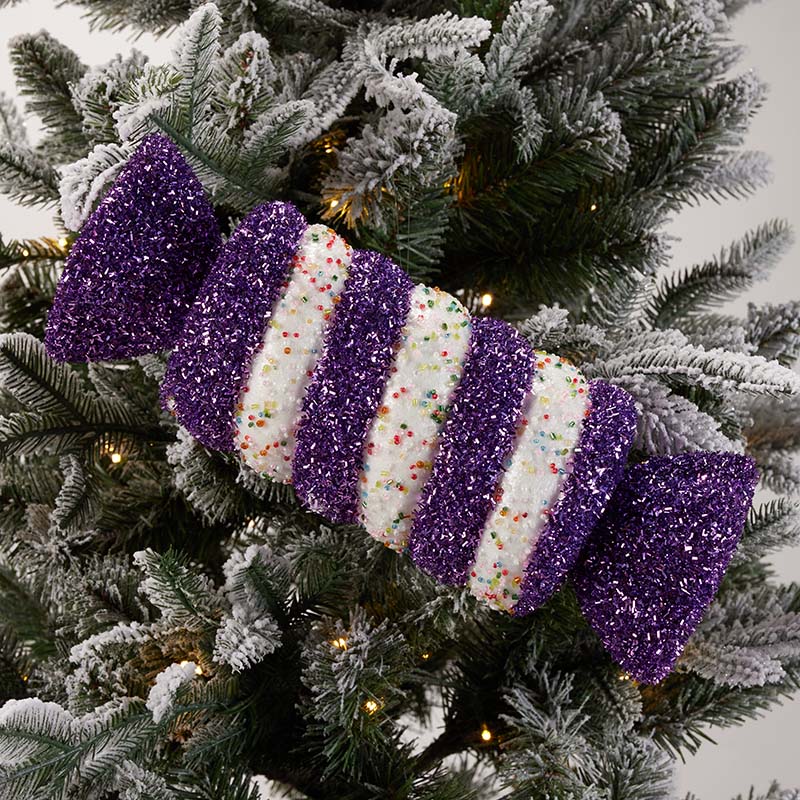 christmas tree decorations purple silver