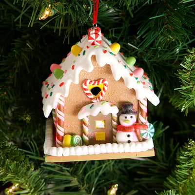 LED Gingerbread House Ornament - Snowman