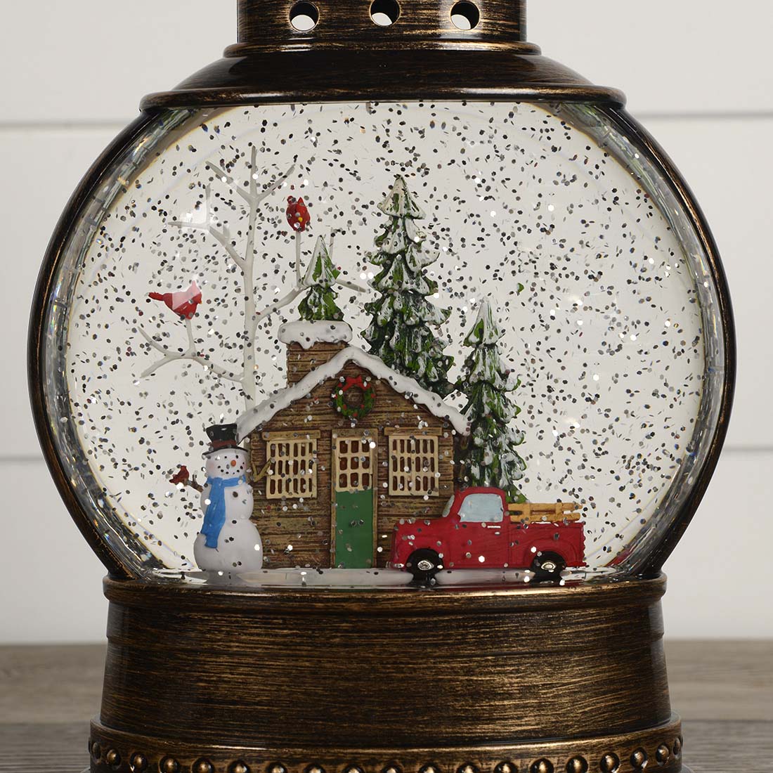 Snowman House Lantern Glitter Globe Cracker Barrel