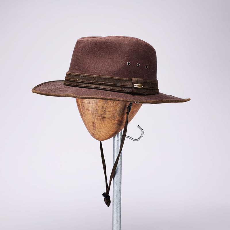 Mens Waxed Cotton Water Resistant Hat - Brown - Waxed Rambler - Navy - XXL - 63cm - Cotswold Country Hats