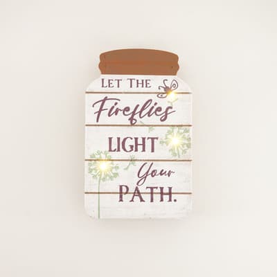 LED Fireflies Wood Block Sign