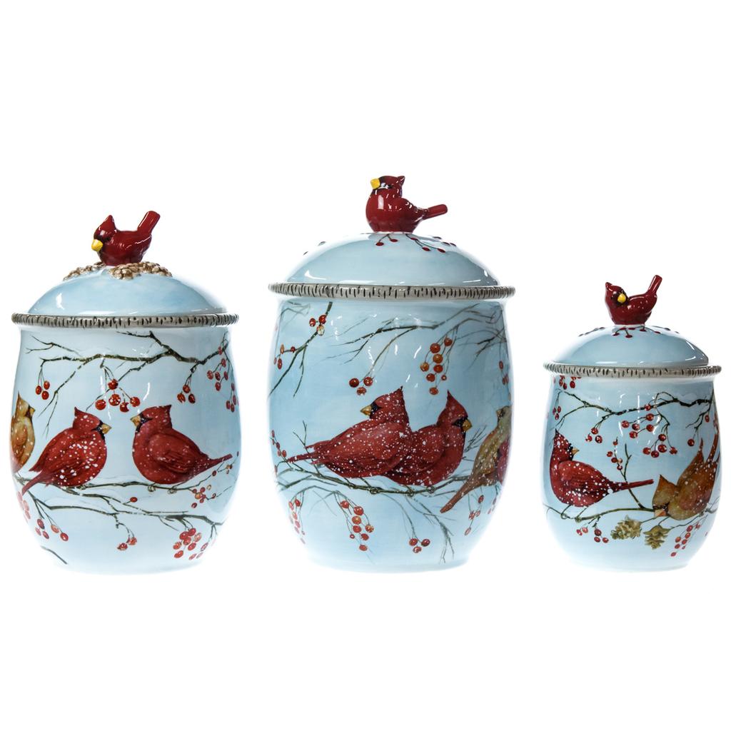 Honey-Can-Do 3-Piece Canister Set - Red