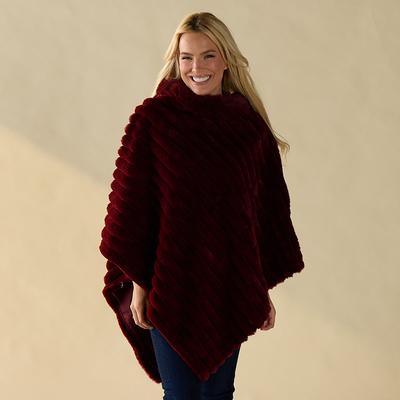 Burgundy Faux Fur Poncho