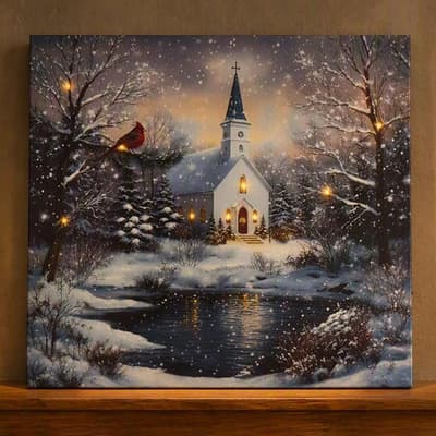 LED Cardinal Church Canvas