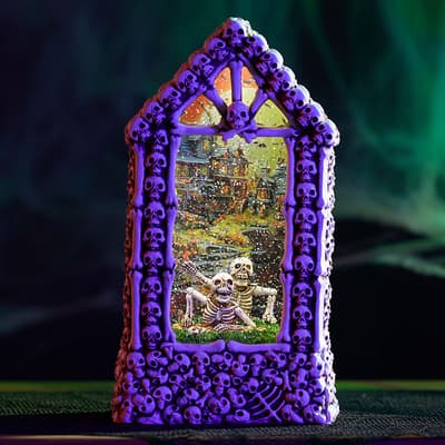 Skeleton House Glitter Globe