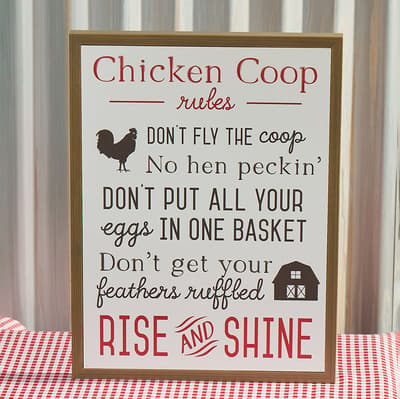 Chicken Coop Rules Wall Hanging