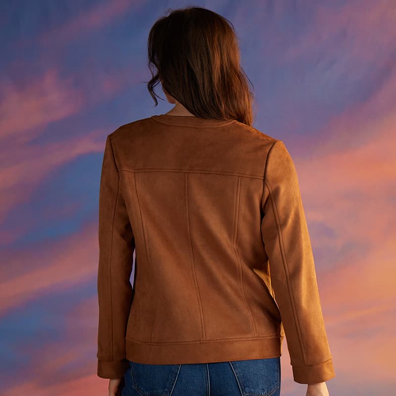 ジャケット SOMEWHERE Carmel Suede Jacket 5BNY341 Camel Faux Suede Moto Jacket - Cracker Barrel