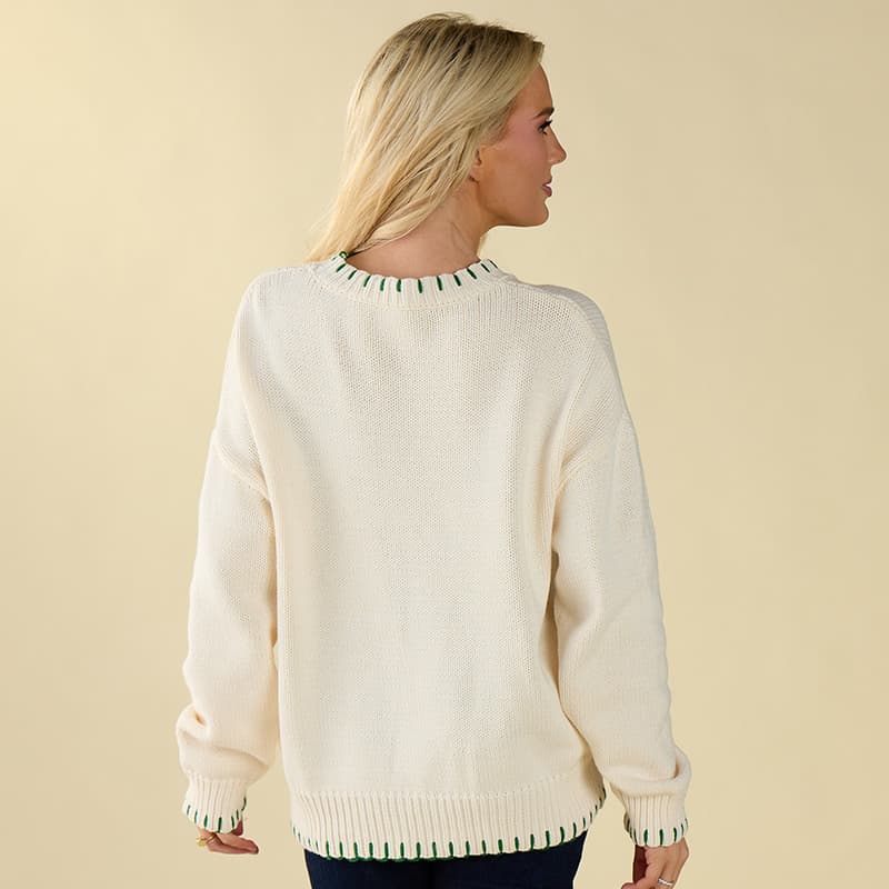 Lemon Whipstitch Ivory Sweater - Cracker Barrel