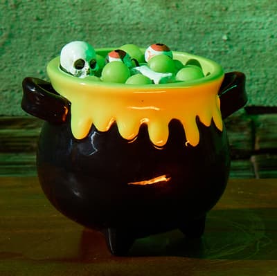 Ceramic Witch Cauldron Candle