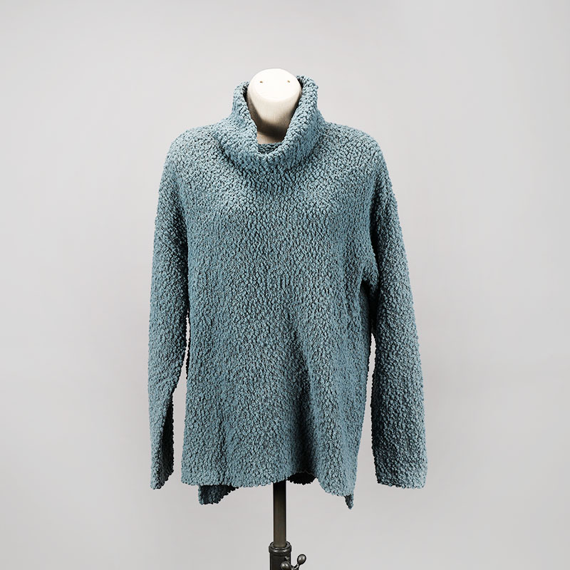 Blue Popcorn Cowl Neck Sweater - Cracker Barrel