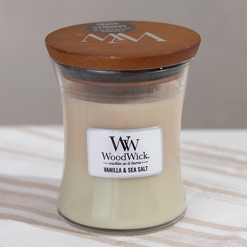 WoodWickreg; 9.7 Oz. Vanilla Sea Salt Hourglass Jar - Cracker Barrel